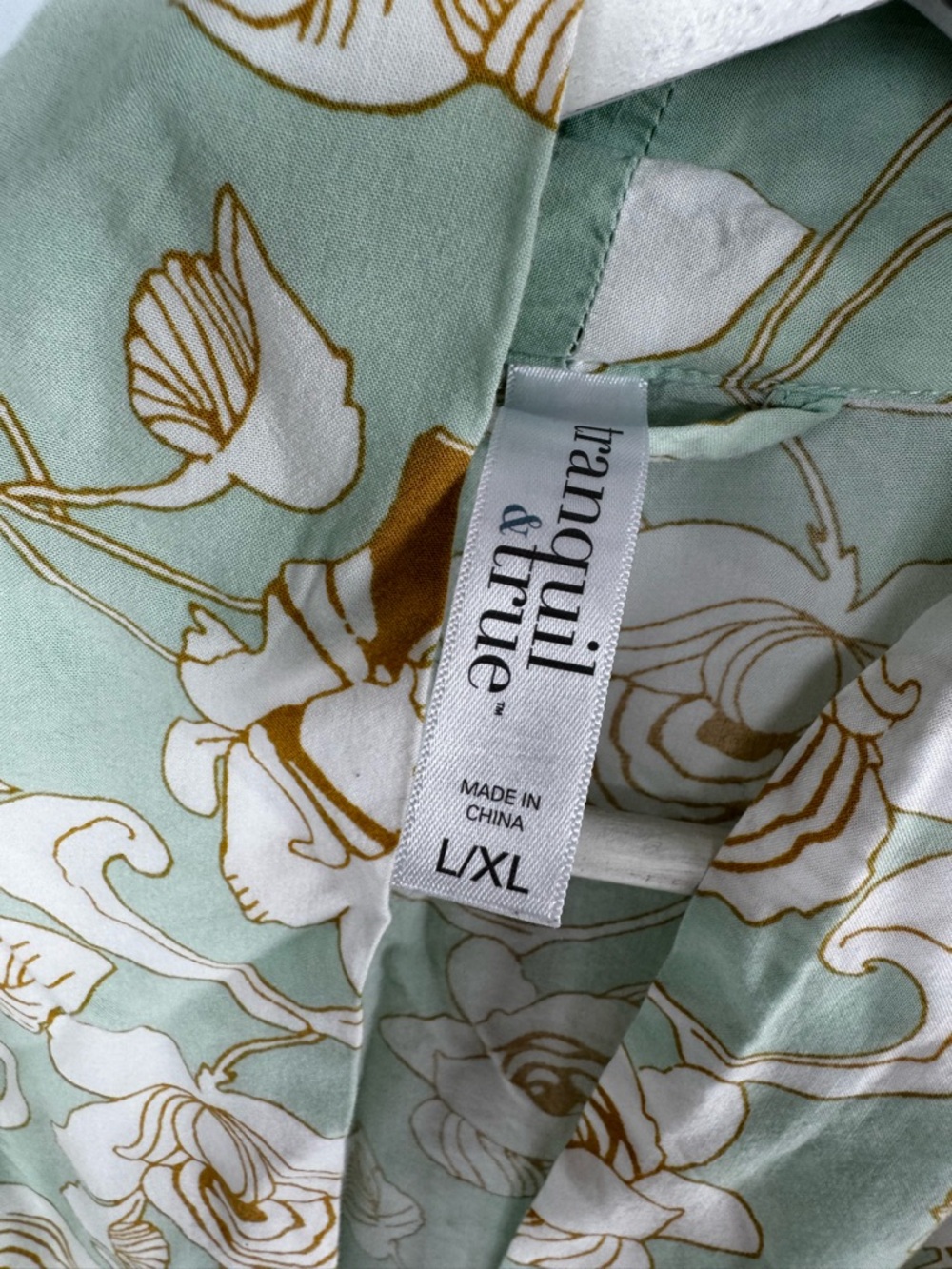 Tranquil & True Light Mint Green Floral Lightweight Robe Size L/XL - Picture 3 of 7